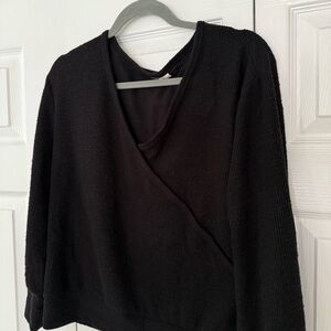 Soft Black V-Neck Sweater with cross detail: grunge emo work sweater weather
